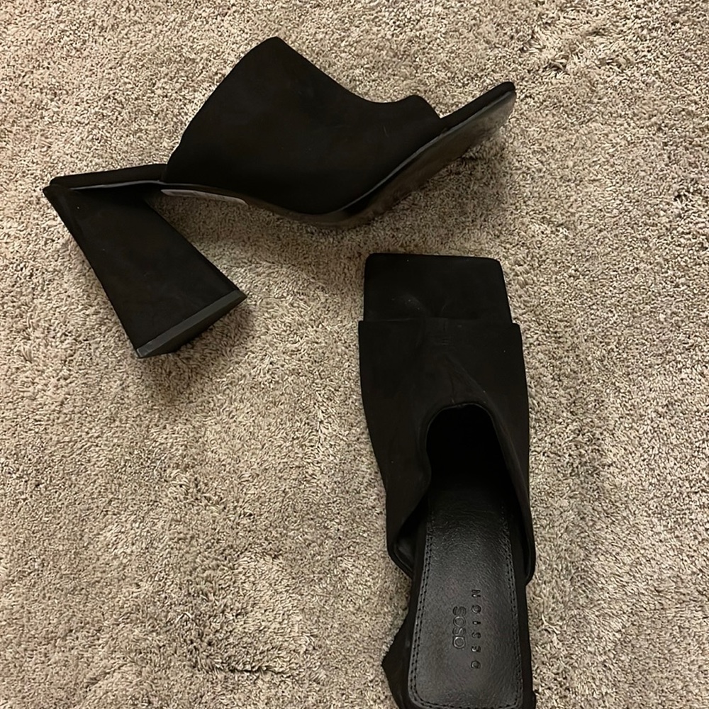 ASOS Design Black chunky heel mules size 8 - Picture 7 of 12